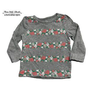 Crazy 8 Sz 12-18m Grey Floral Stripe Top